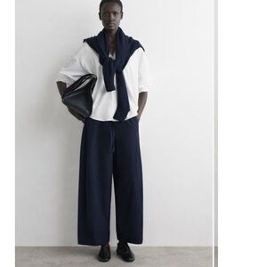 COS Navy barrel pant
